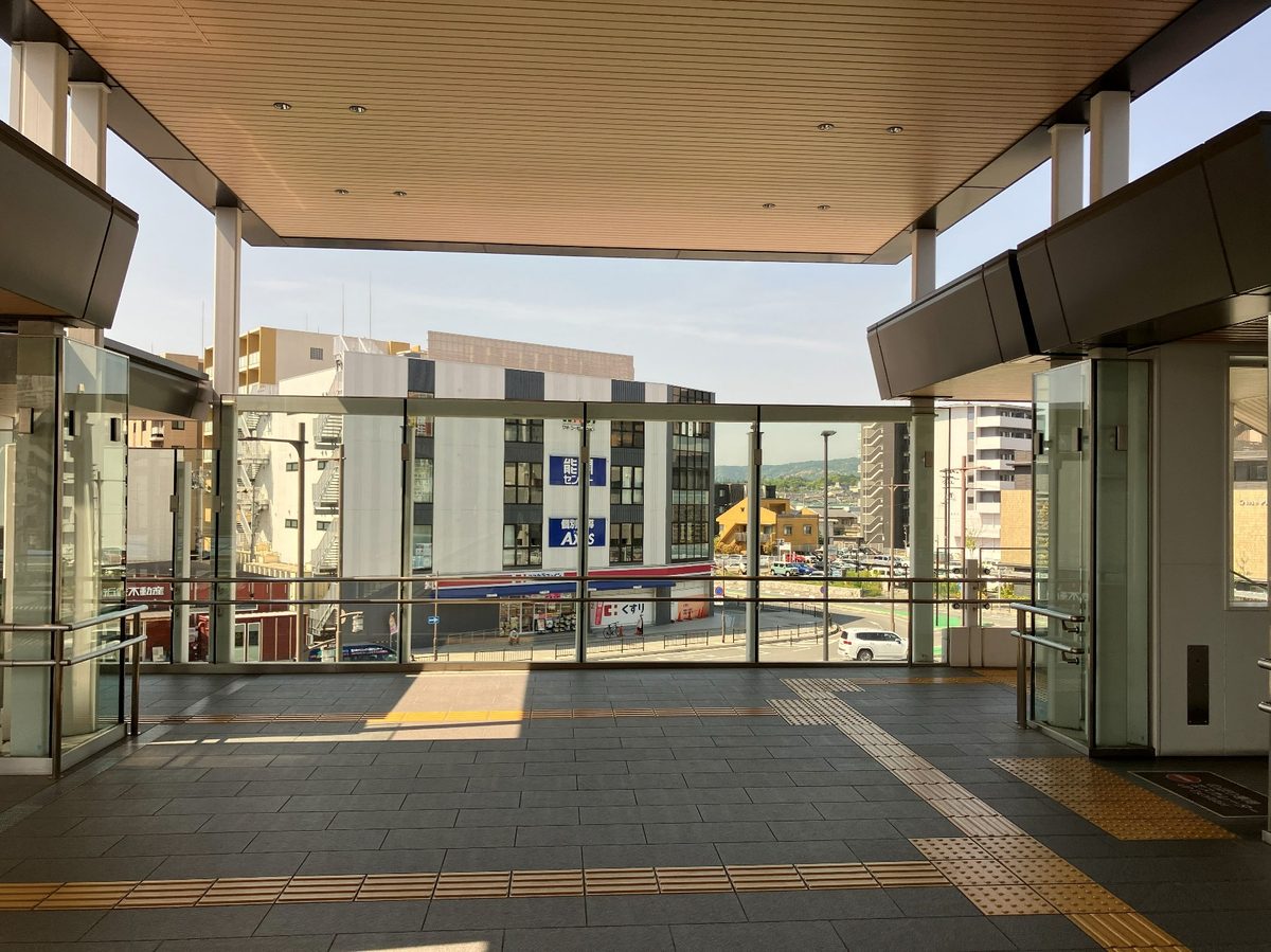 Stairs and elevator down to street level from the Central Exit